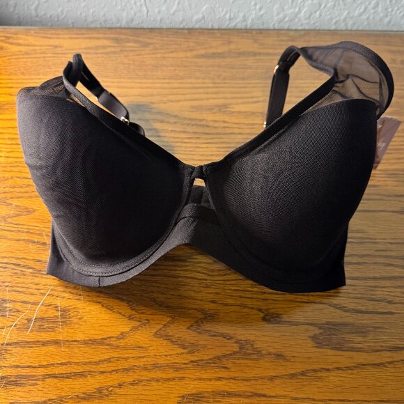 Smart & Sexy Mesh Plunge Bra | Black Hue Mesh 32DDD - Picture 1 of 4